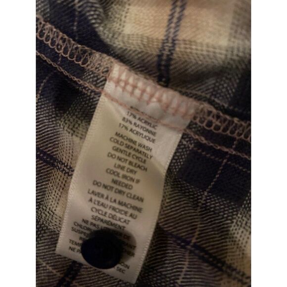 BeachLunchLounge women's soft plaid button down collared long sleeve shirt sz S - Picture 9 of 9